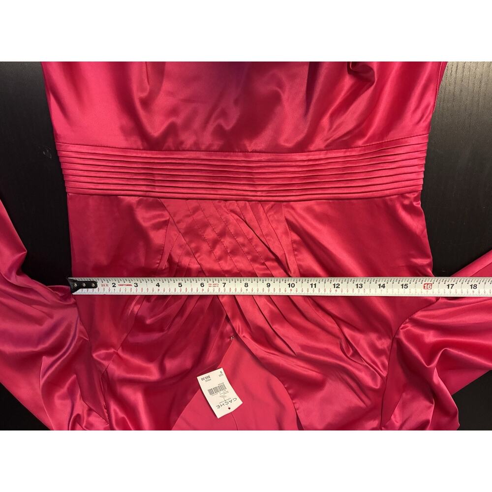 NWT Caché Fuchsia Pink Wrap Blouse Long Sleeve Peplum Waist Elegant Top Small - Picture 8 of 10